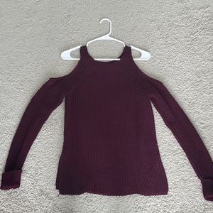 Burgundy Open Shoulder Sweater